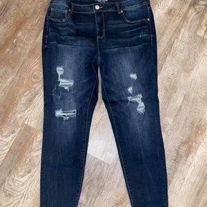 Maurices Dark Wash Destroyed High Rise Denim